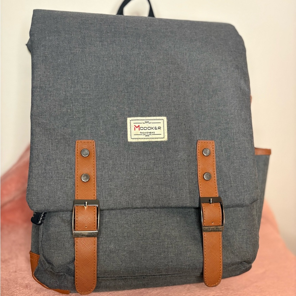 Gray and Brown Men's Backpack